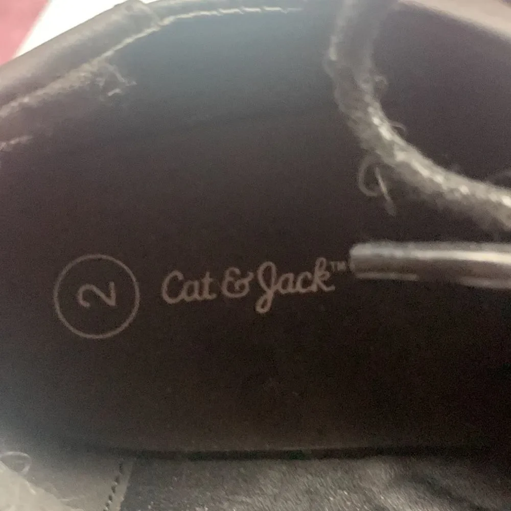Cat & Jack Black Dress Shoes Sz 2 NIB